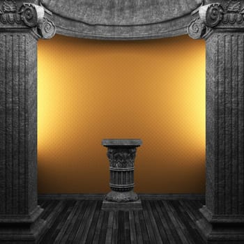 stone columns, pedestal and wallpaper made in 3D