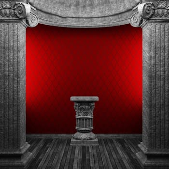 stone columns, pedestal and wallpaper made in 3D