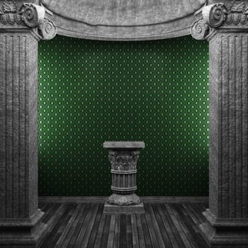 stone columns, pedestal and wallpaper made in 3D