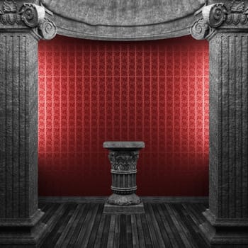 stone columns, pedestal and wallpaper made in 3D