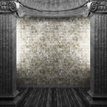 stone columns and tile wall made in 3D