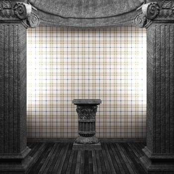 stone columns, pedestal and wallpaper made in 3D