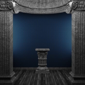 stone columns, pedestal and wallpaper made in 3D