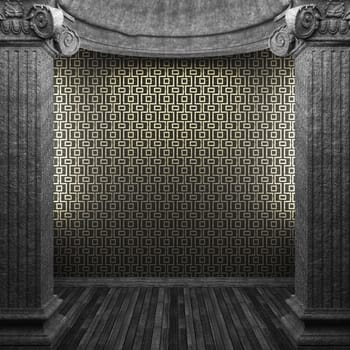 stone columns and tile wall made in 3D