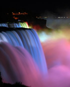 scenic night view Niagara Falls in New York usa