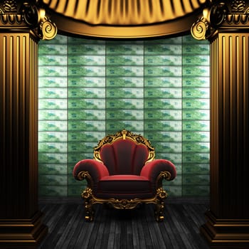 bronze columns, chair and tile wall made in 3D