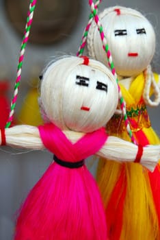 handicraft colorful dolls made of jute fiber