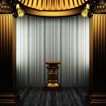 bronze columns, pedestal and tile wall made in 3D