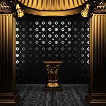 bronze columns, pedestal and tile wall made in 3D