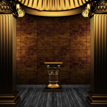 bronze columns, pedestal and tile wall made in 3D