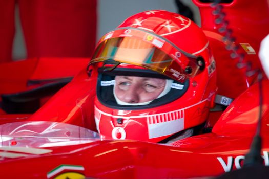 JEREZ DE LA FRONTERA, SPAIN -  OCT 11: Michael Schumacher of Scuderia Ferrari F1 on October 11 , 2006 on training session in Jerez de la Frontera , Spain