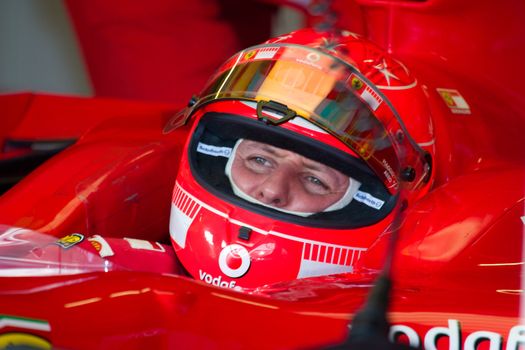 JEREZ DE LA FRONTERA, SPAIN -  OCT 11: Michael Schumacher of Scuderia Ferrari F1 on October 11 , 2006 on training session in Jerez de la Frontera , Spain