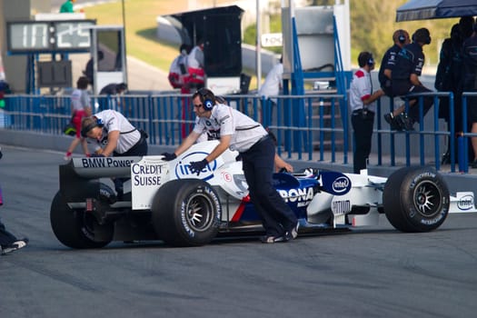 JEREZ DE LA FRONTERA, SPAIN -  OCT 11: Robert Kubica of BMW-Sauber F1 on October 11 , 2006 on training session in Jerez de la Frontera , Spain