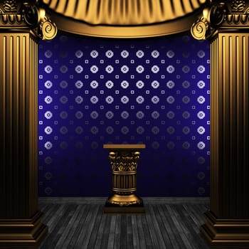 bronze columns, pedestal and tile wall made in 3D