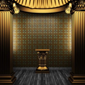 bronze columns, pedestal and tile wall made in 3D