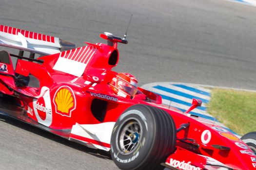 JEREZ DE LA FRONTERA, SPAIN -  OCT 11: Michael Schumacher of Scuderia Ferrari F1 on October 11 , 2006 on training session in Jerez de la Frontera , Spain