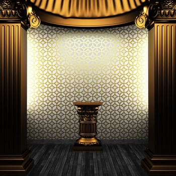 bronze columns, pedestal and tile wall made in 3D