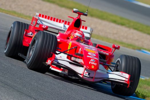 JEREZ DE LA FRONTERA, SPAIN -  OCT 11: Michael Schumacher of Scuderia Ferrari F1 on October 11 , 2006 on training session in Jerez de la Frontera , Spain