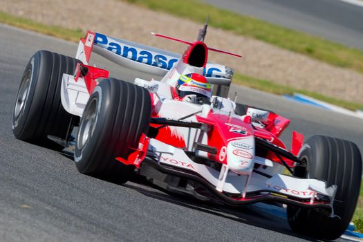 JEREZ DE LA FRONTERA, SPAIN -  OCT 11: Ricardo Zonta of Toyota F1 on October 11 , 2006 on training session in Jerez de la Frontera , Spain