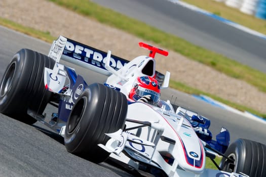 JEREZ DE LA FRONTERA, SPAIN -  OCT 11: Robert Kubica of BMW-Sauber F1 on October 11 , 2006 on training session in Jerez de la Frontera , Spain