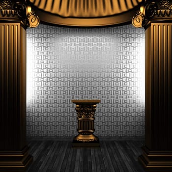 bronze columns, pedestal and tile wall made in 3D