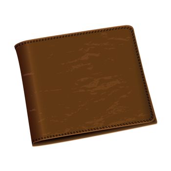 Mens brown leather money wallet close up with black stitching