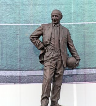 a statue at old trafford