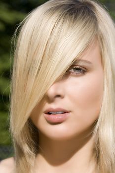 Portrait of a blond woman with perfect hair