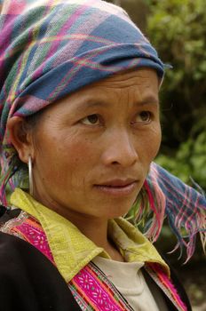 Portrait of a woman of the Flowered Hmong