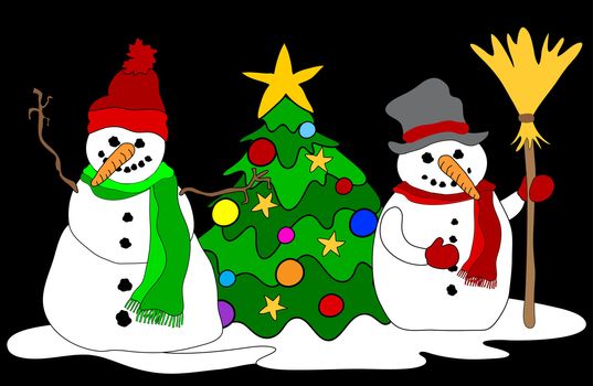 Snowmen w. Christmas Tree