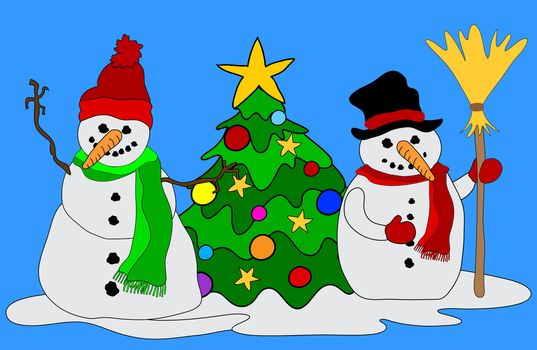 Snowmen w. Christmas Tree