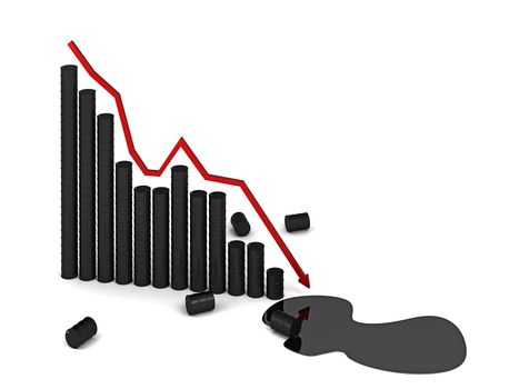 3D barrels graph growing isolated over white