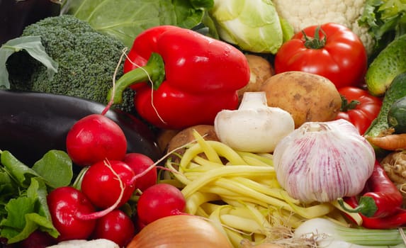 Fresh Vegetables ingredients of food colored photo