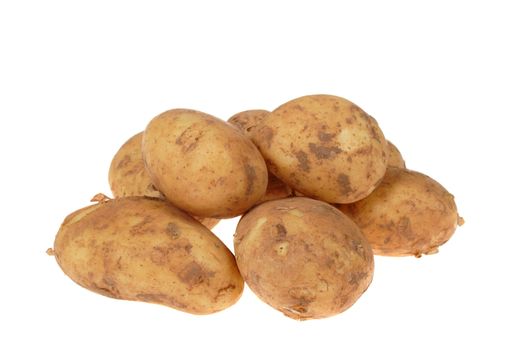 bunch of potatoes, photo on the white background 