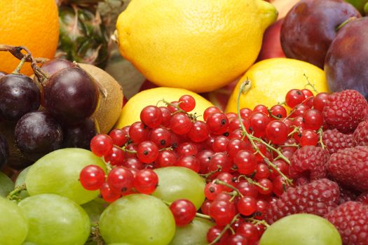 large heap of fresh fruit,abstract background