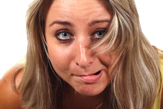 young woman photo on the white background