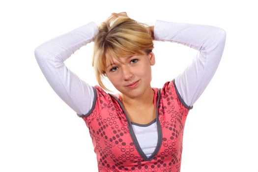 young woman photo on the white background