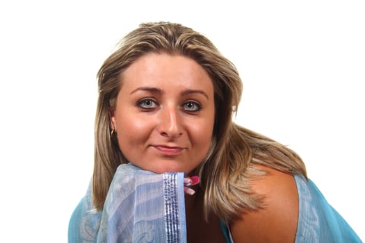 blonde women, photo on the white background