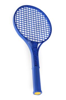 blue racquet, photo on the white background