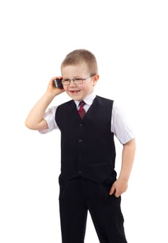 small boy - businessman photo on the white background
