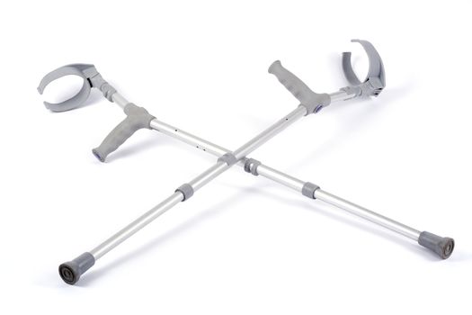 aluminum crutches, photo on the white background