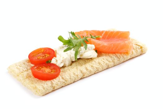 Dietetic sandwich crispbread healthy breakfast photo white background