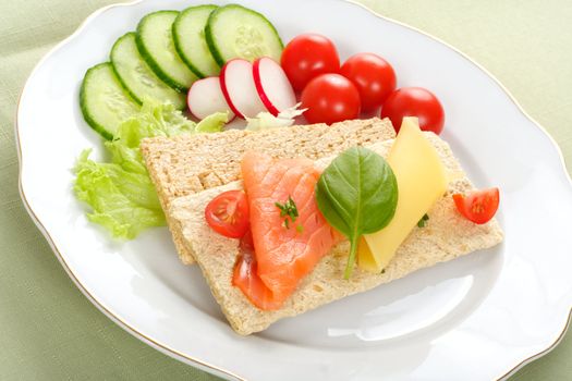 dietetic sandwich tasty breakfast on the plate