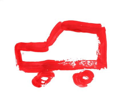 red car, straight line paint illustration by hand