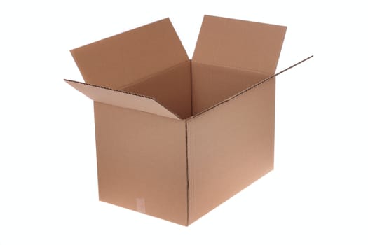 open cardboard box, photo on the white background