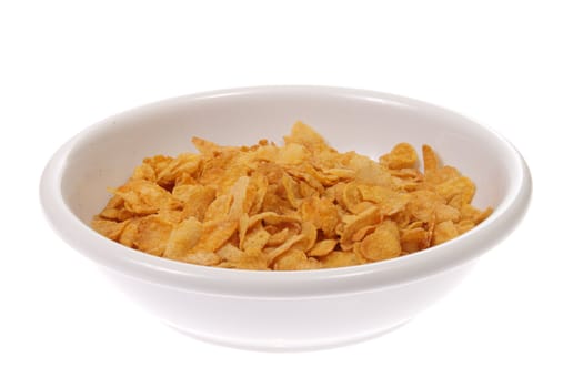 Bowl with corn flakes, photo on the white