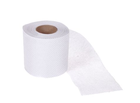 White toilet paper, photo on the white background