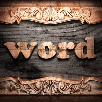 Golden word on wood