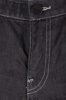 Black jeans trousers with the zipper, close up