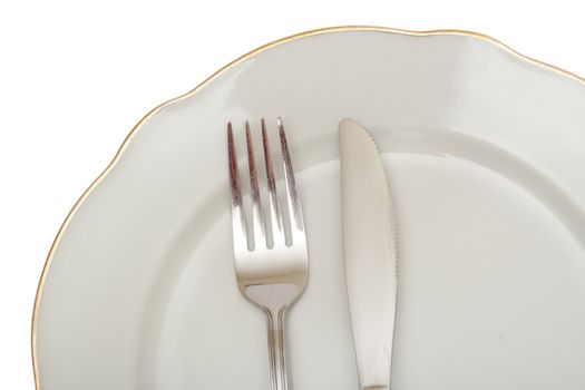 empty plate fork spoon photo on the white